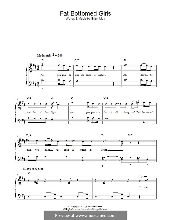 Fat Bottomed Girls: For easy piano (Queen) by Brian May