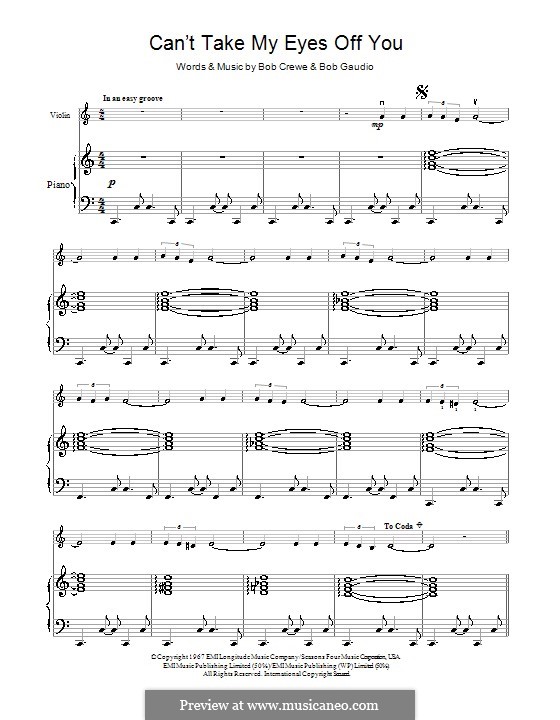 Can't Take My Eyes Off of You (Frankie Valli & The Four Seasons): para violino by Bob Crewe, Bob Gaudio