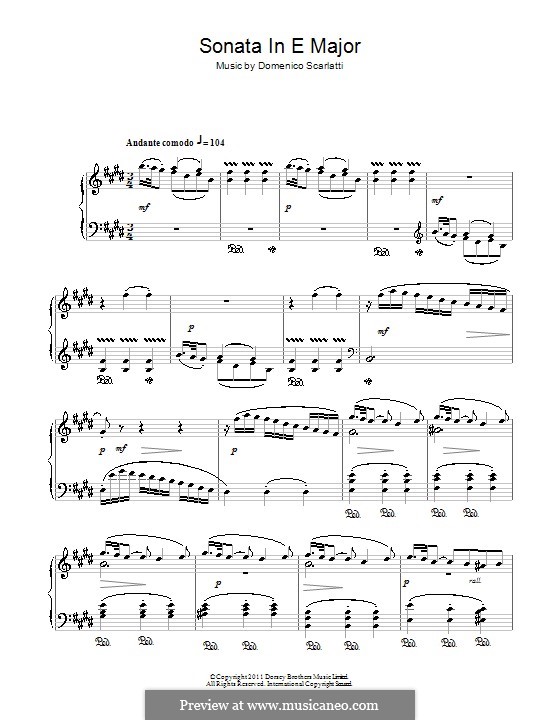 Sonata No.23 in E Major, K.380 L.23 P.483: Para Piano by Domenico Scarlatti