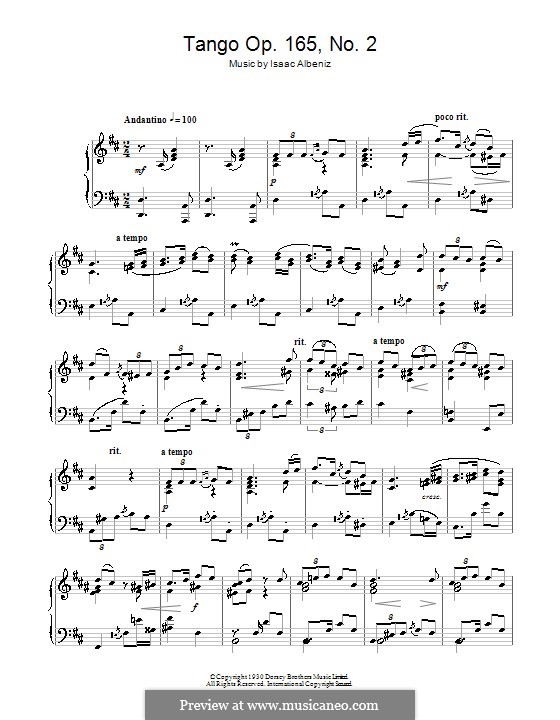 No.2 Tango: Para Piano by Isaac Albéniz