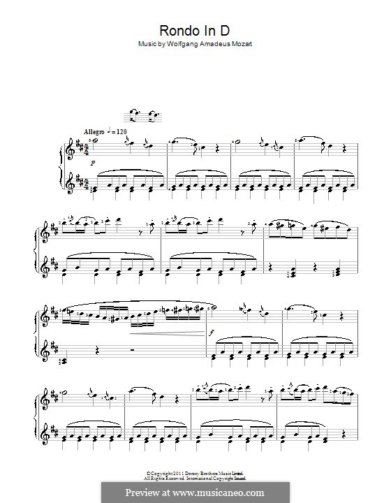 Rondo for Piano in D Major, K.485: Partituras de alta qualidade by Wolfgang Amadeus Mozart