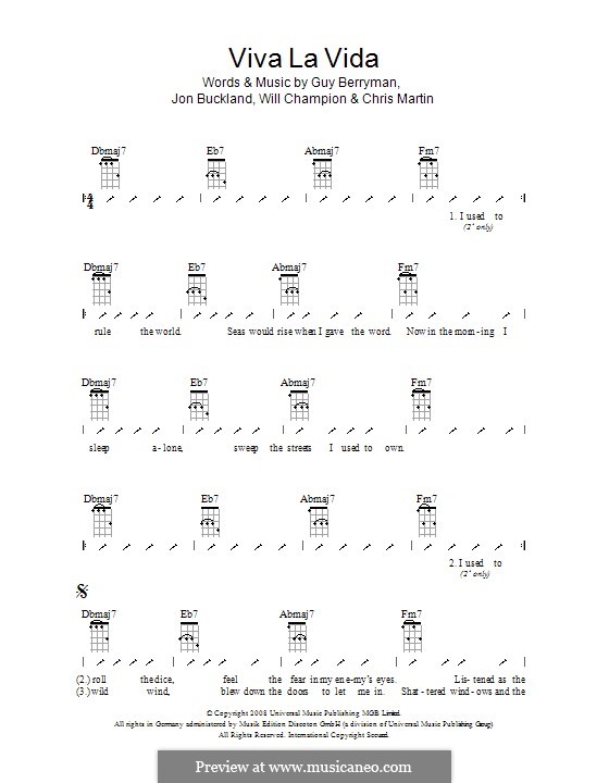 Instrumental version: ukulele com parte dedilhada by Chris Martin, Guy Berryman, Jonny Buckland, Will Champion