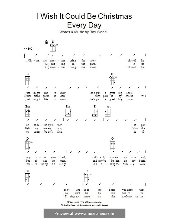 I Wish It Could Be Christmas Every Day (Wizzard): para ukulele com dedilhado by Roy Wood