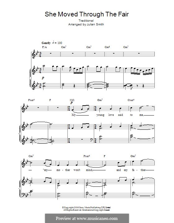 She Moved Through the Fair: Para vocais e piano (ou Guitarra) by folklore