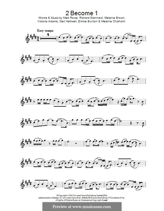 2 Become 1 (The Spice Girls): para Saxofone Alto by Emma Bunton, Geri Halliwell, Matt Rowe, Melanie Brown, Melanie C, Richard Stannard, Victoria Adams