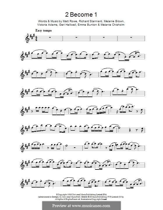 2 Become 1 (The Spice Girls): para clarinete by Emma Bunton, Geri Halliwell, Matt Rowe, Melanie Brown, Melanie C, Richard Stannard, Victoria Adams
