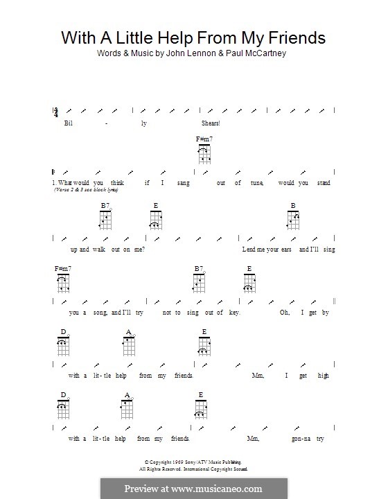 With a Little Help from My Friends (The Beatles): para ukulele com dedilhado by John Lennon, Paul McCartney