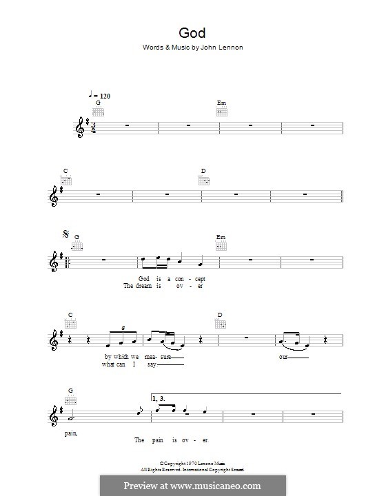 God: melodía,letras e acordes by John Lennon