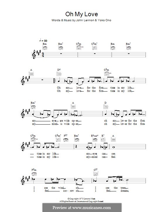 Oh My Love: melodía,letras e acordes by John Lennon, Yoko Ono