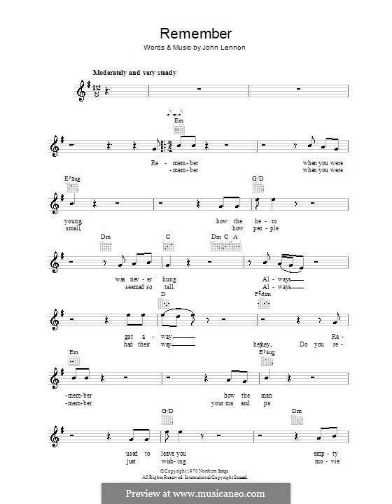 Remember: melodía,letras e acordes by John Lennon