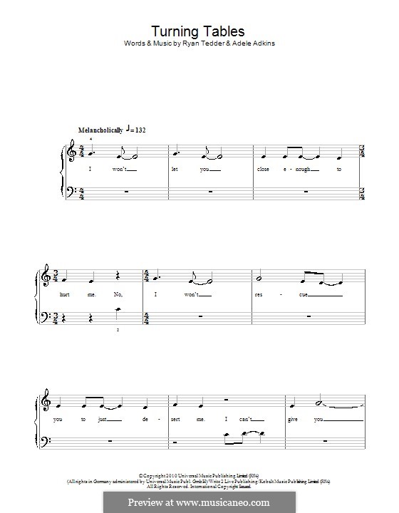 Turning Tables: Facil para o piano by Adele, Ryan B Tedder