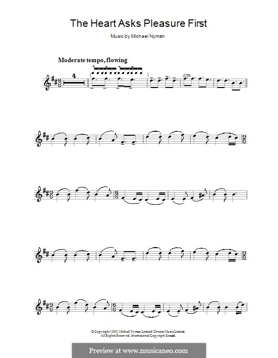 The Heart Asks Pleasure First: The Promise/The Sacrifice (from The Piano): para clarinete by Michael Nyman