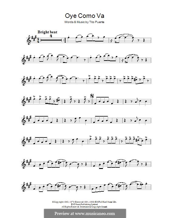 Oye Como Va (Santana): para Saxofone Alto by Tito Puente
