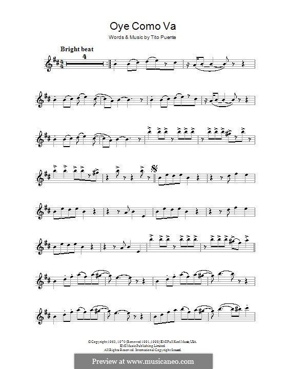 Oye Como Va (Santana): para clarinete by Tito Puente
