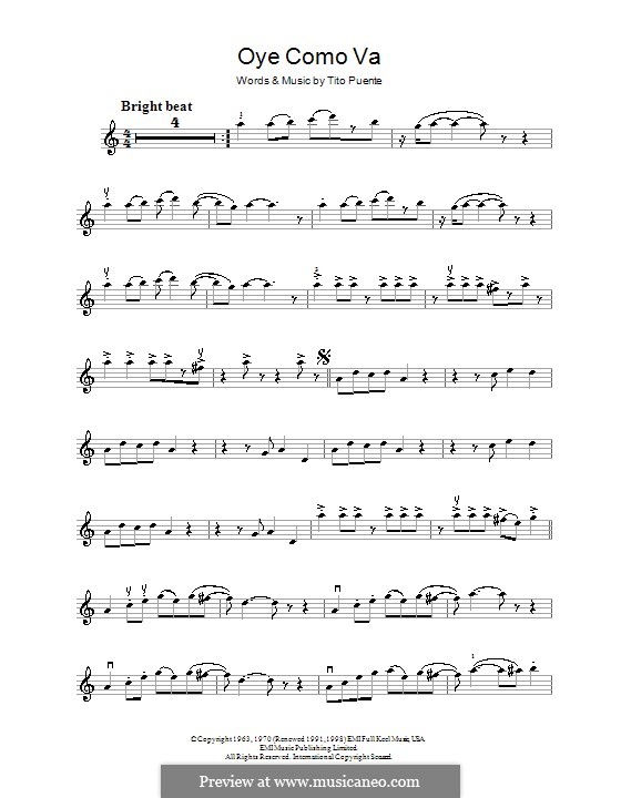 Oye Como Va (Santana): para violino by Tito Puente