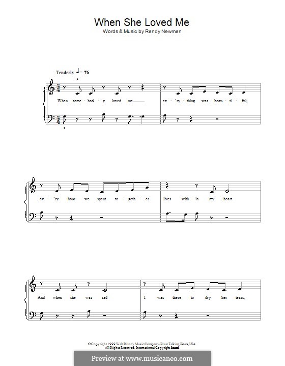 When She Loved Me (from Toy Story 2): For easy piano (Sarah McLachlan) by Randy Newman