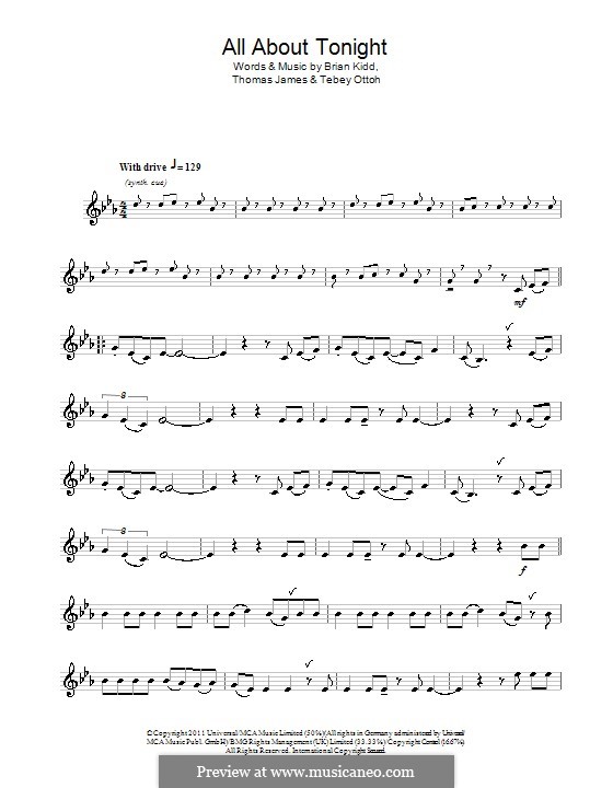 All About Tonight (Pixie Lott): para clarinete by Brian Kidd, Tebey Ottoh, Thomas James