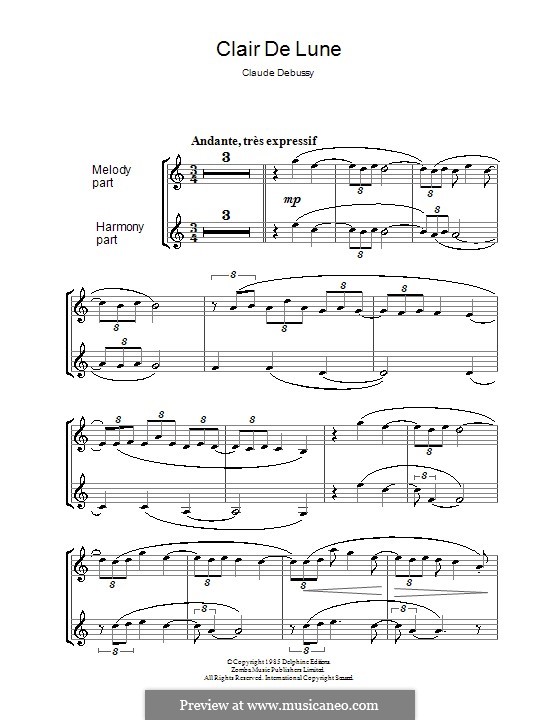 No.3 Clair de lune: para clarinete by Claude Debussy