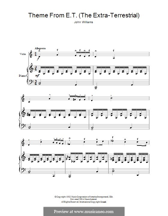 Theme from E.T. (The Extra-Terrestrial): para violino by John Williams