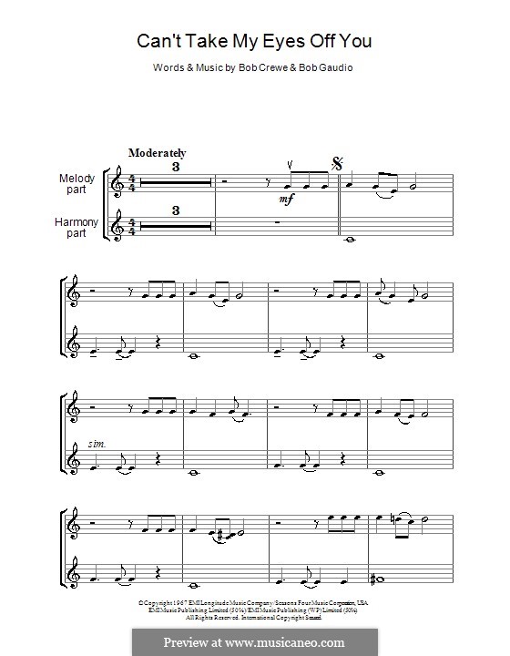 Can't Take My Eyes Off of You (Frankie Valli & The Four Seasons): para violino by Bob Crewe, Bob Gaudio