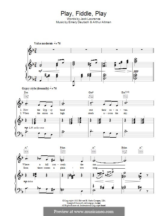 Play, Fiddle, Play (Al Bowlly): Para vocais e piano (ou Guitarra) by Arthur Altman, Emery Deutsch