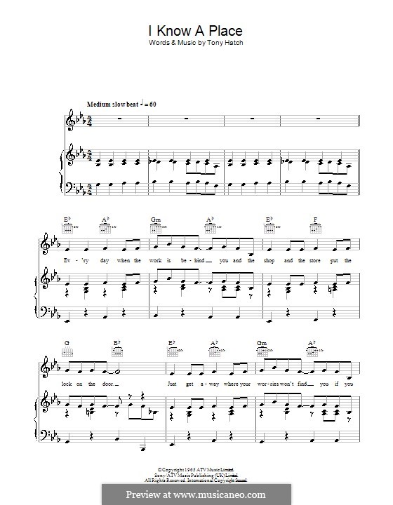 I Know a Place: Para vocais e piano (ou Guitarra) by Tony Hatch