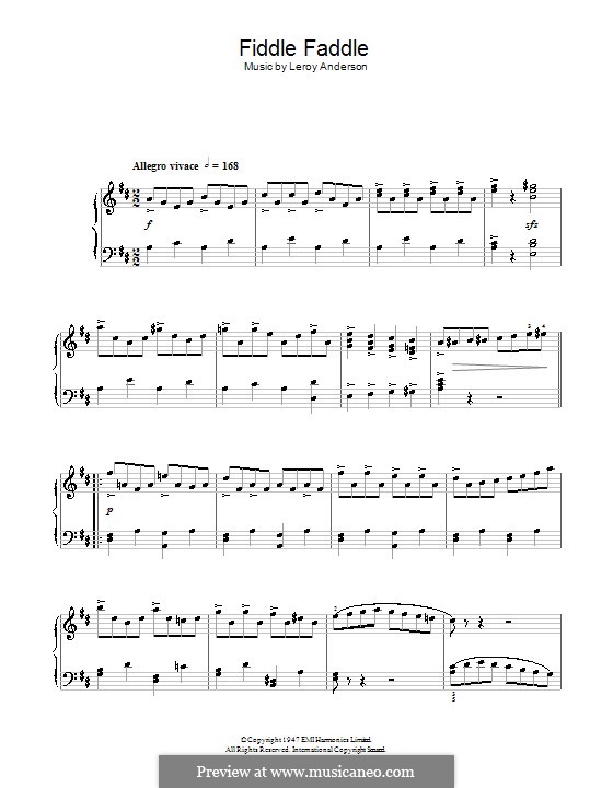 Fiddle Faddle: Para Piano by Leroy Anderson