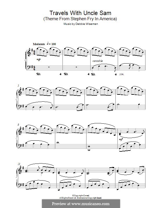 Travels with Uncle Sam (Theme from Stephen Fry in America): Para Piano by Debbie Wiseman
