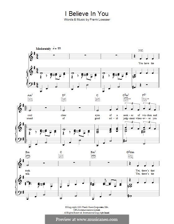 I Believe in You: Para vocais e piano (ou Guitarra) by Frank Loesser