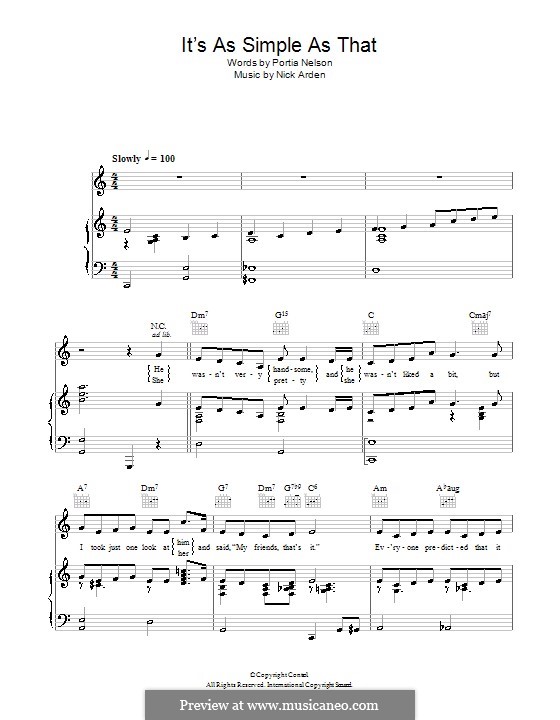 It's as Simple as That (Jo Stafford): Para vocais e piano (ou Guitarra) by Nick Arden