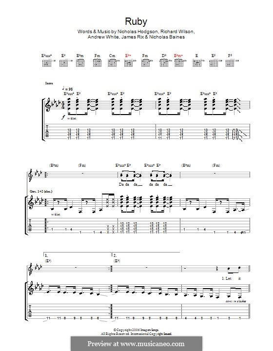 Ruby (Kaiser Chiefs): Para guitarra com guia by Andrew White, James Rix, Nicholas Baines, Nicholas Hodgson, Charles Wilson