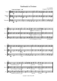 Sarabande in D Minor: para trio de cordas by Georg Friedrich Händel