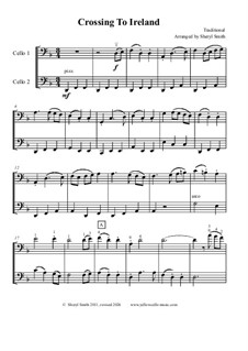 Crossing to Ireland. Traditional Celtic Tune: For beginner cello duo (two cellos, duet) by folklore