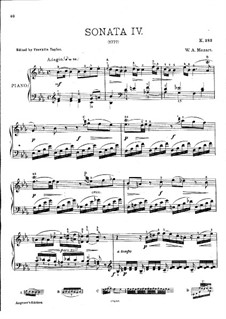 Sonata for Piano No.4 in E Flat Major, K.282: For a single performer by Wolfgang Amadeus Mozart