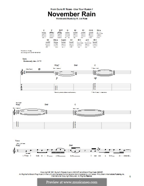 November Rain (Guns N' Roses): Para Guitarra by W. Axl Rose
