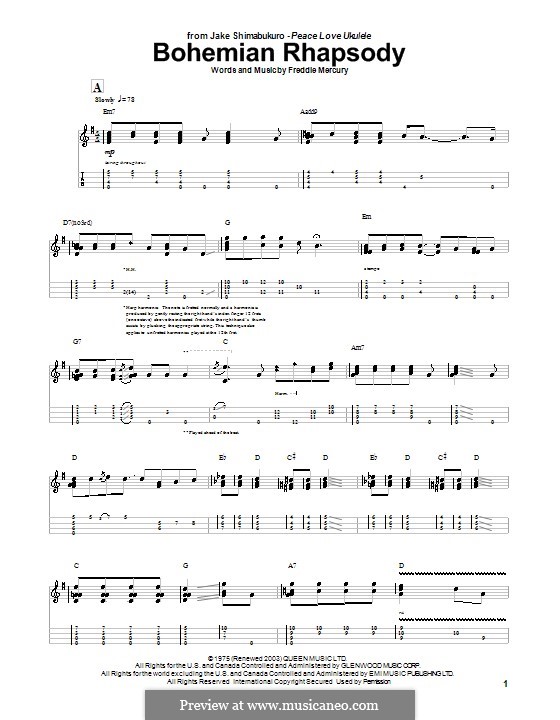 Instrumental version: para ukulele by Freddie Mercury