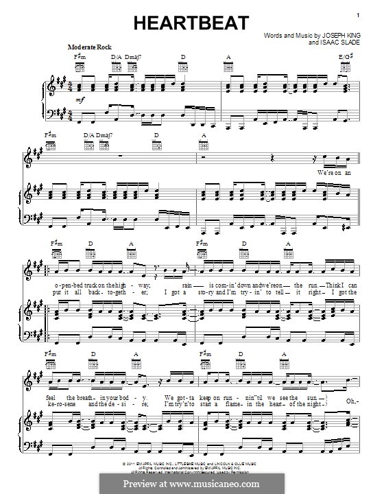 Heartbeat (The Fray): para vocais,piano ou guitarra by Isaac Slade, Joseph King