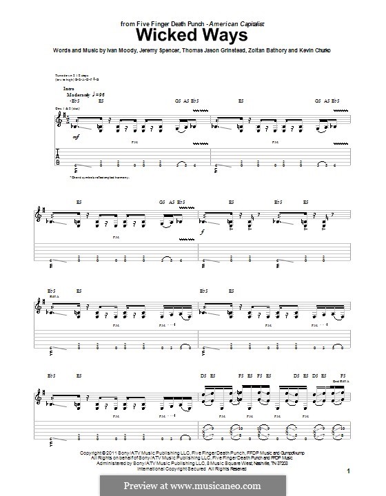 Wicked Ways (Five Finger Death Punch): Para guitarra com guia by Ivan L. Moody, Jason Hook, Jeremy Spencer, Kevin Churko, Zoltán Bathory