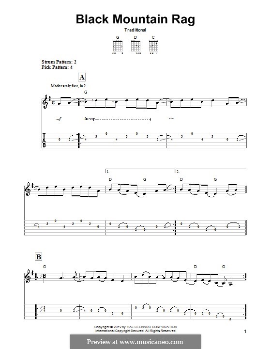 Black Mountain Rag: Para Guitarra by folklore