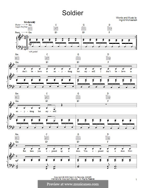 Soldier: Para vocais e piano (ou Guitarra) by Ingrid Michaelson