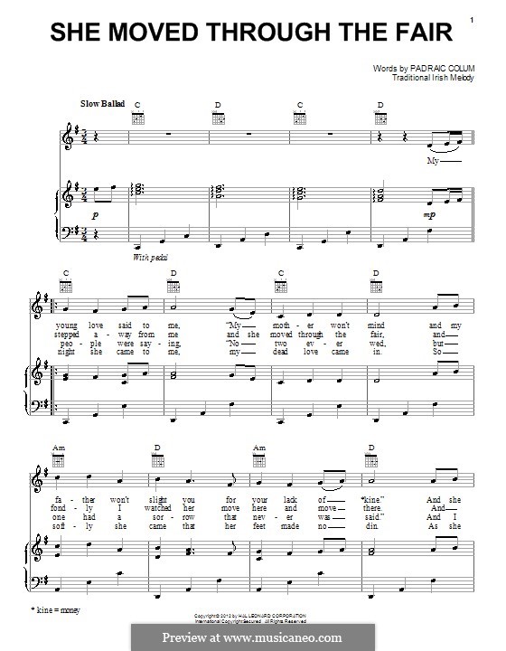 She Moved Through the Fair: Para vocais e piano (ou Guitarra) by folklore