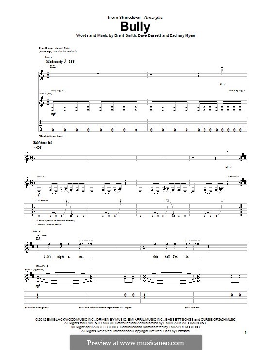 Bully (Shinedown): Para Guitarra by Brent Smith, Dave Bassett, Zachary Myers