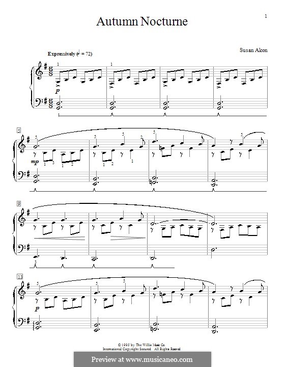 Autumn Nocturne: Para Piano by Susan Alcon