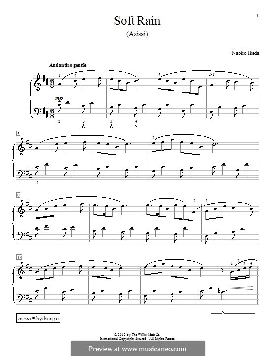 Soft Rain (Azisai): Para Piano by Naoko Ikeda