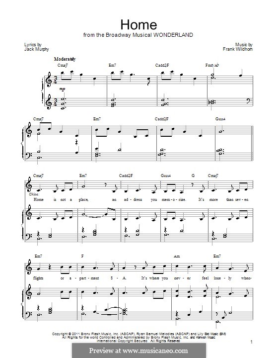 Home (from Wonderland) por F. Wildhorn Partituras on músicaNeo