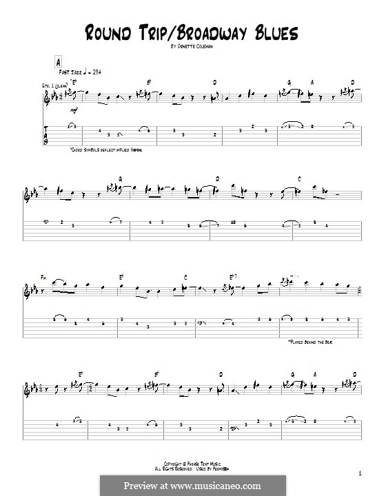 Round Trip/Broadway Blues: para guitarra (com guia) by Ornette Coleman