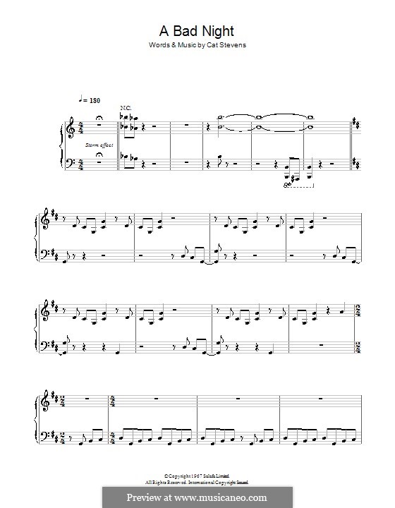 A Bad Night: Para vocais e piano (ou Guitarra) by Cat Stevens