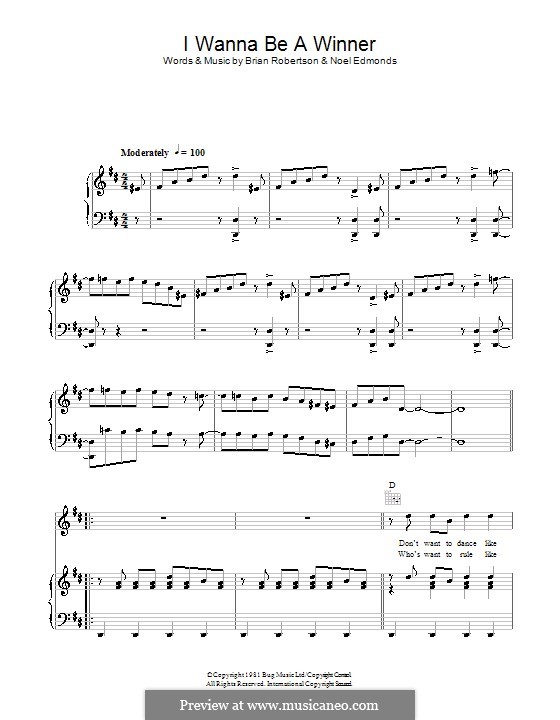 I Wanna Be a Winner: Para vocais e piano (ou Guitarra) by Brian Robertson, Noel Edmonds