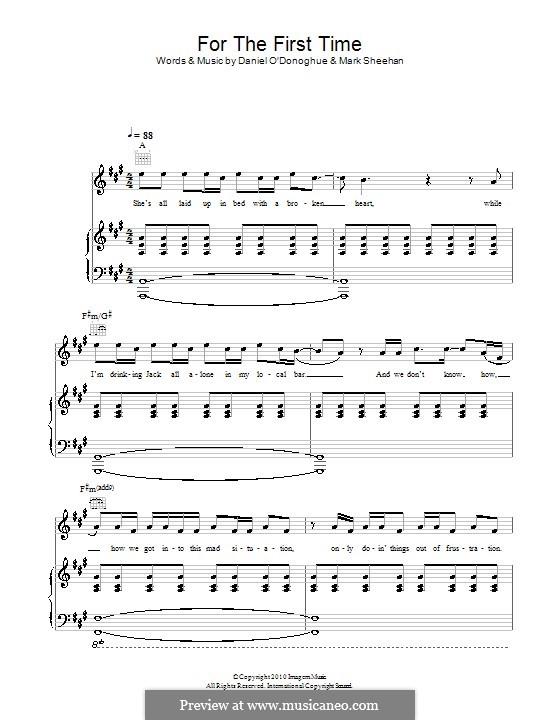 For the First Time (The Script): Para vocais e piano (ou Guitarra) by Danny O'Donoghue, Mark Sheehan