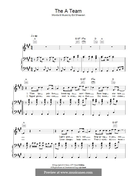 The a Team: Para vocais e piano (ou Guitarra) by Ed Sheeran